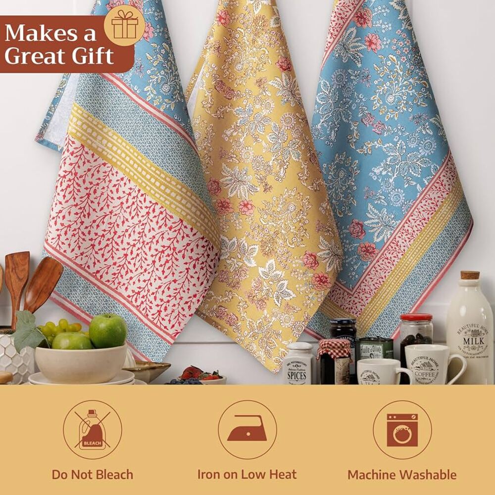 Maison d' Hermine Kitchen Towels Set of 3 Reusable 100% Cotton marquise